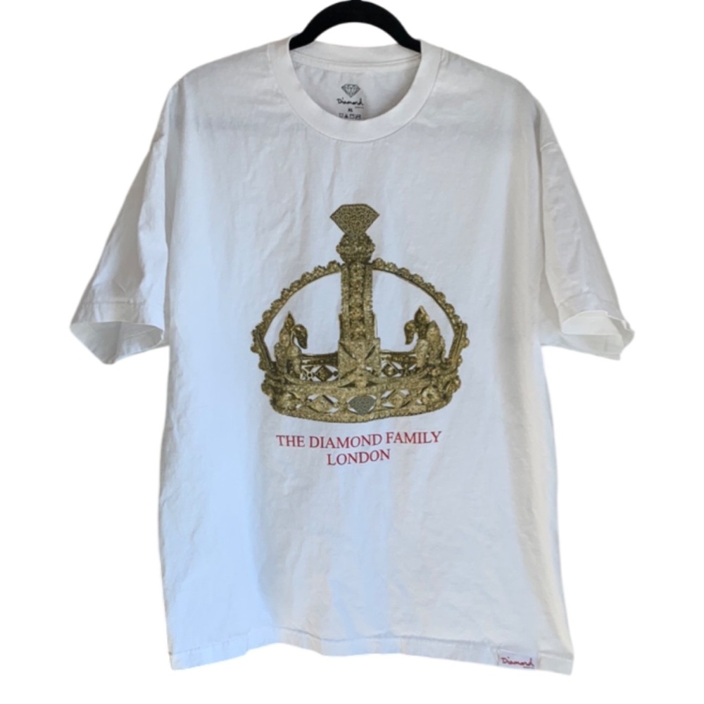 Diamond Supply Co. Diamond Family London White T-Shirt with Gold Logo- XL